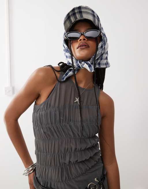 COLLUSION mesh beach dress with ruched detailing in grey, 2 of 4