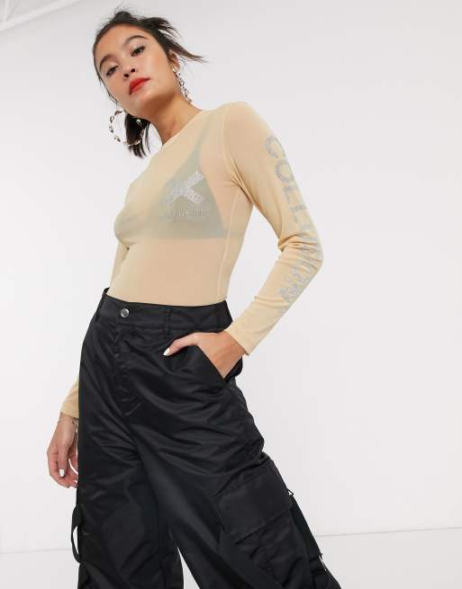 COLLUSION - Mesh body met diamantjes