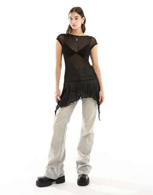 COLLUSION mesh bralet detail cap sleeve tunic top - ASOS Price Checker