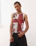 [Collusion] COLLUSION Mesh festival singlet with union jack print-Multi XL MULTI