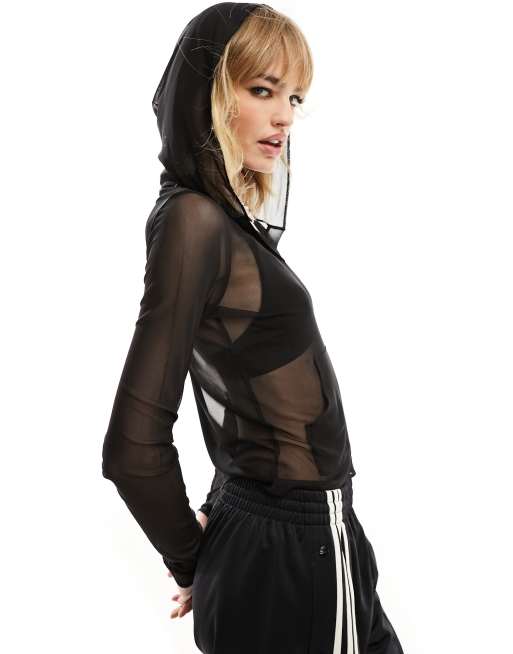 Mesh hoodie womens sale