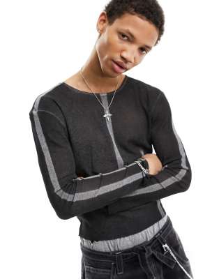 Buy Black Mesh Long Sleeve Top 16 | T-shirts | Tu