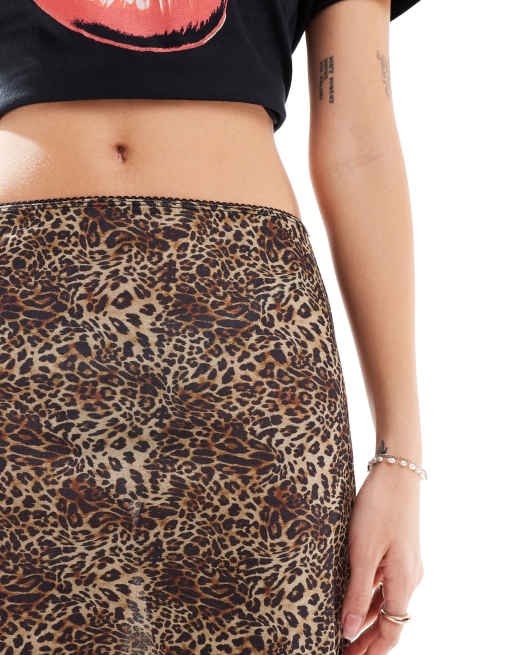 Midi slip skirt leopard best sale