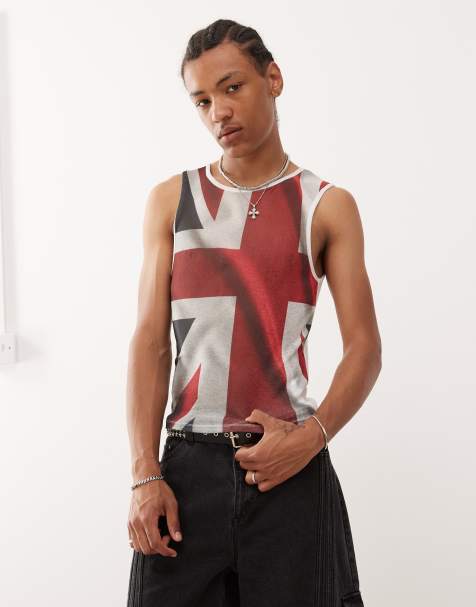 COLLUSION Mesh vest with union jack print - view 1