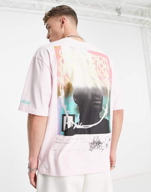 COLLUSION - Meta - T-shirt rosa con stampa sul retro
