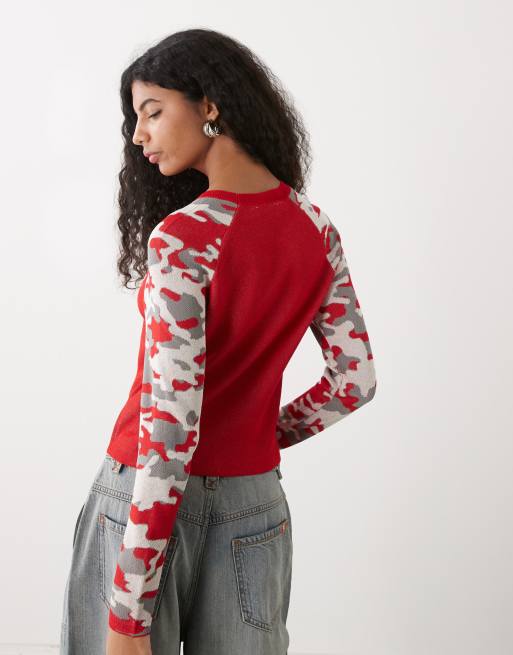 COLLUSION - Miami - Strikket raglan-top med kontrasterende ærmer med camouflage-print, 3 af 4