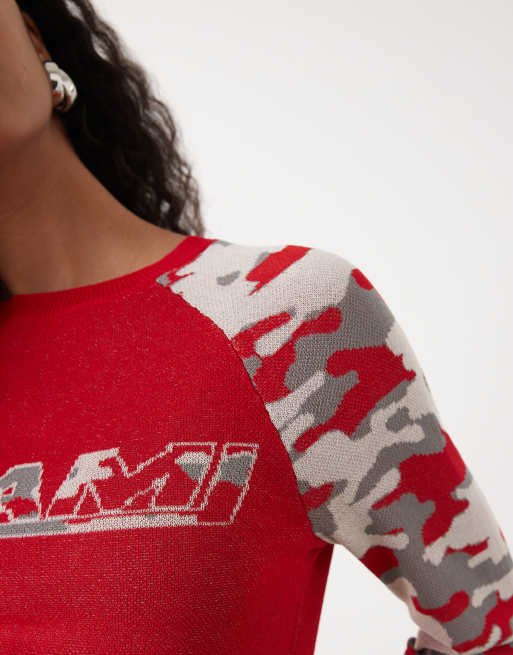 COLLUSION - Miami - Strikket raglan-top med kontrasterende ærmer med camouflage-print, 4 af 4