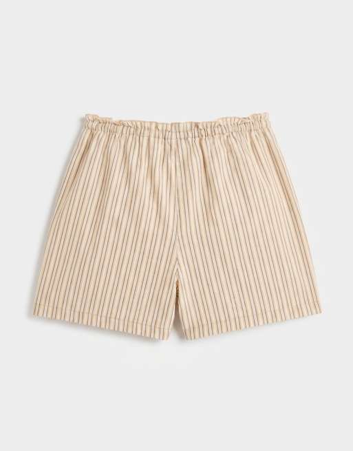 COLLUSION micro short beach co-ord in neutral stripe, 7 of 7
