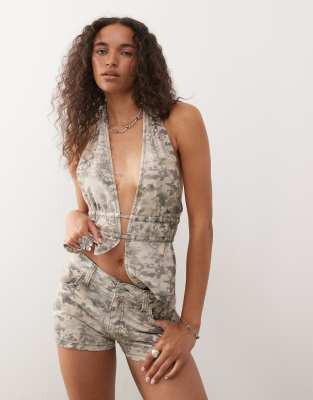 COLLUSION micro short co-ord in camo - view 1