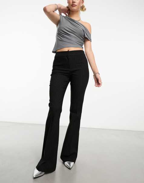 COLLUSION mid rise extreme flare pants in pinstripe - view 1