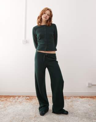 mid rise wide leg pants in soft touch forest green - part of a set