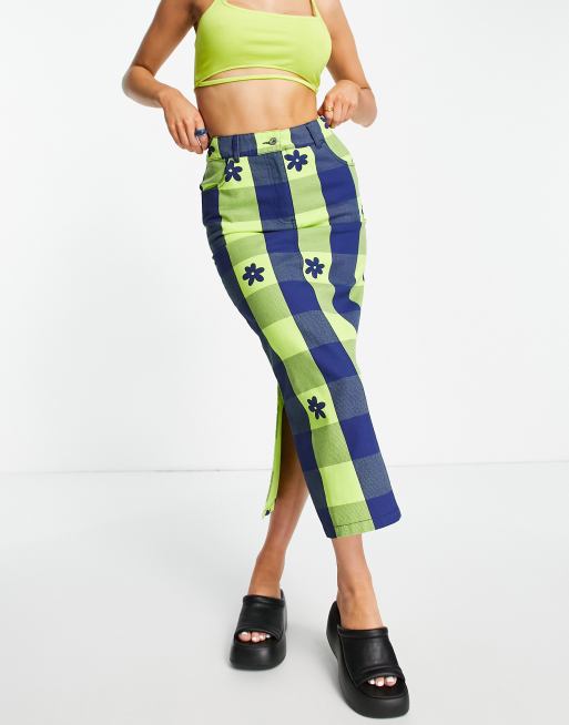 COLLUSION - Midi rok van twill met gingham ruit