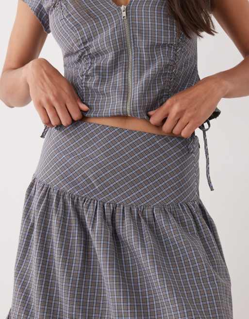 COLLUSION midi skirt in blue check