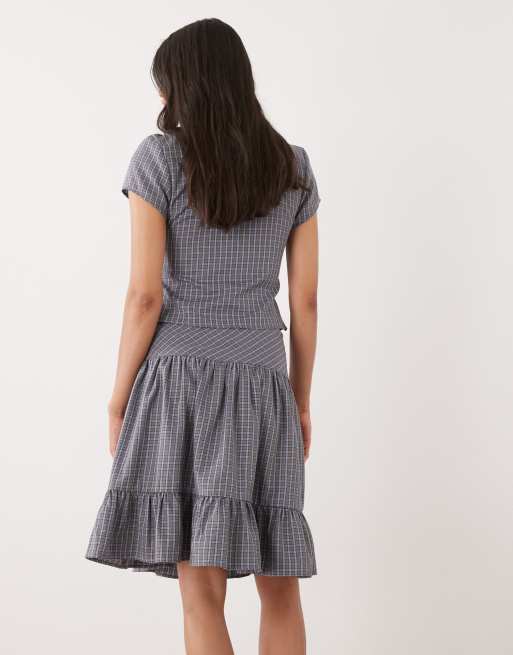 COLLUSION midi skirt in blue check