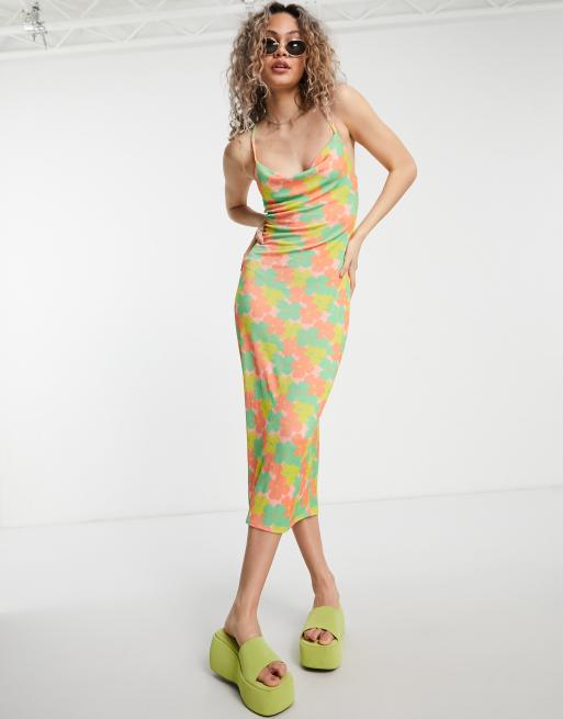COLLUSION - Midi-slipdress met bloemenprint in multi