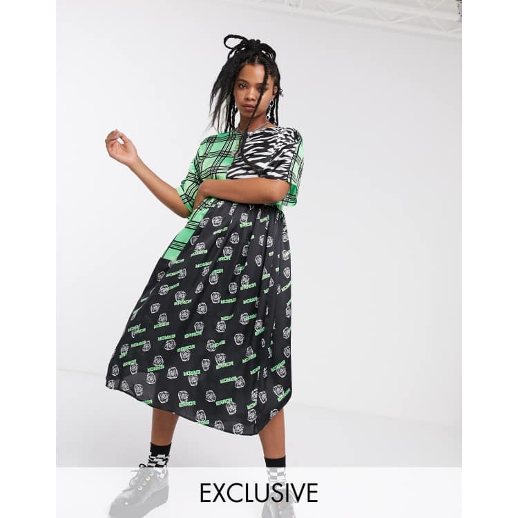 Collusion leopard print store midi smock dress