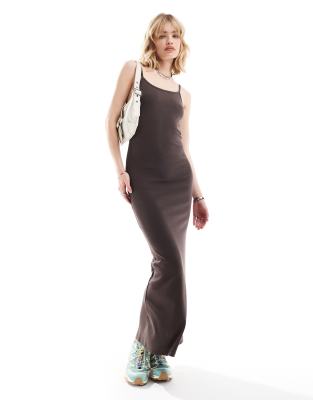 COLLUSION - Midikleid aus Pointelle-Strick in Braun-Brown