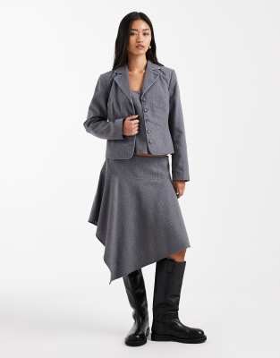 COLLUSION - Midirock in Grau mit Nadelstreifen