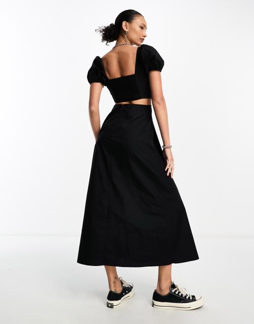 COLLUSION milkmaid cut out detail maxi dress in black ASOS