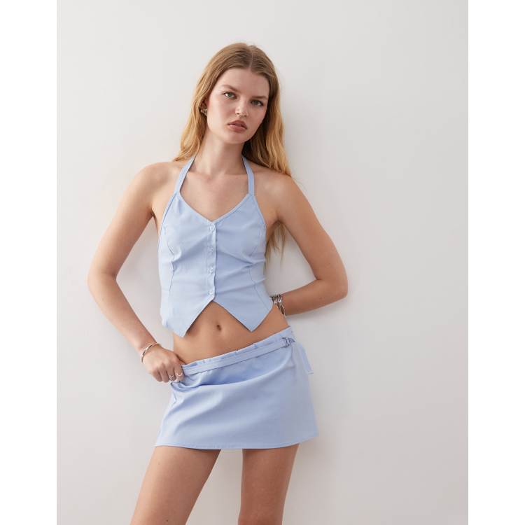 COLLUSION mini bengaline skirt in powder blue ASOS