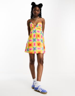 FADED PRINT SATIN DRESS - Multicoloured