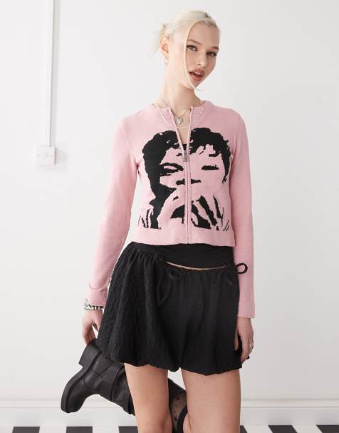COLLUSION mini puff ball textured skirt with ties - view 1