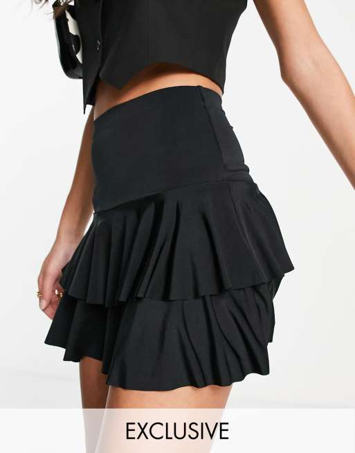 COLLUSION mini rah rah skirt in black