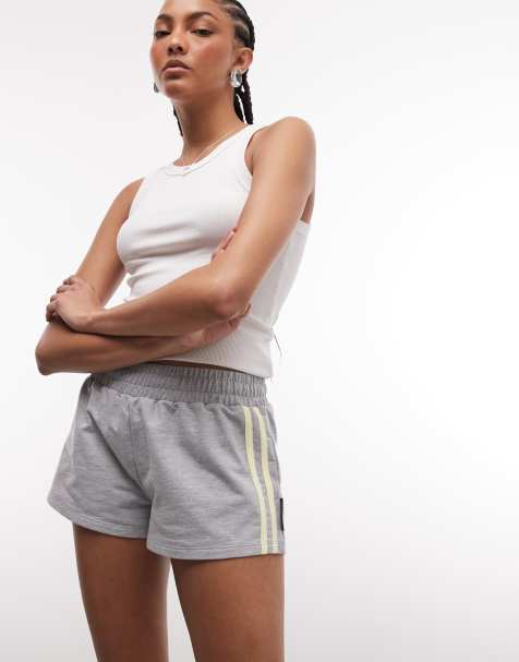 COLLUSION - Mini-short molletonné style sport - Gris chiné - view 1