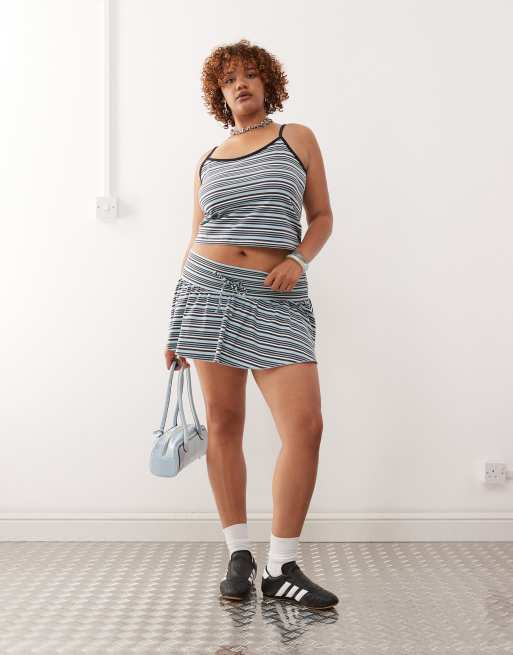 COLLUSION mini stripe ruffle skirt