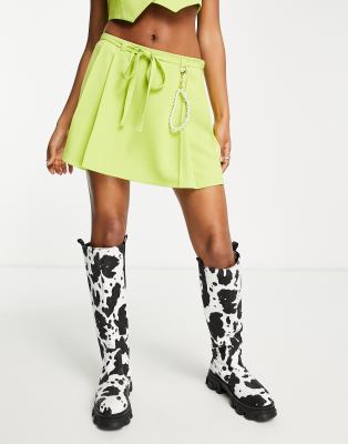 COLLUSION pleated mini skirt in green with detachable pearls co-ord - ASOS Price Checker