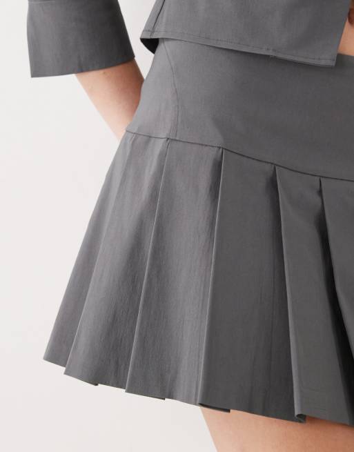 COLLUSION - Minigonna sartoriale stile kilt grigia in bengalina in coordinato, 5 di 5
