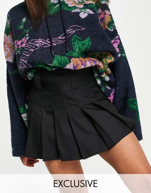 COLLUSION - Minigonna stile kilt a vita bassa colore nero
