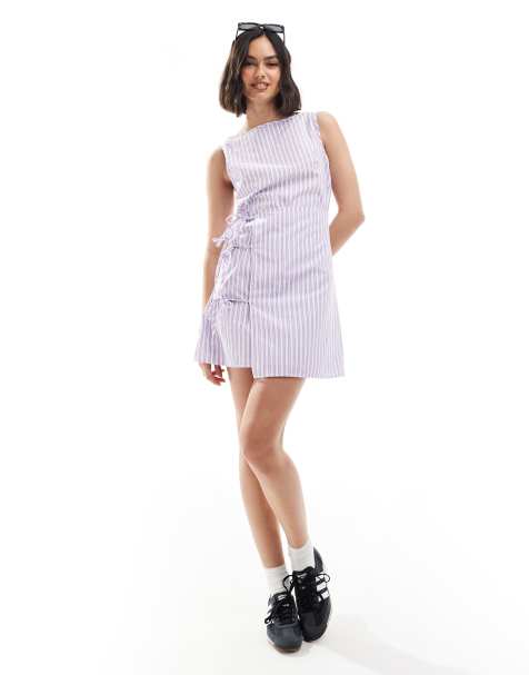 COLLUSION – Minikleid aus Popeline mit U-Boot-Ausschnitt, Wickel- und Bindedetail - view 1