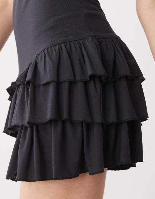 COLLUSION – Minikleid in Schwarz mit Rüschen, 2 von 4