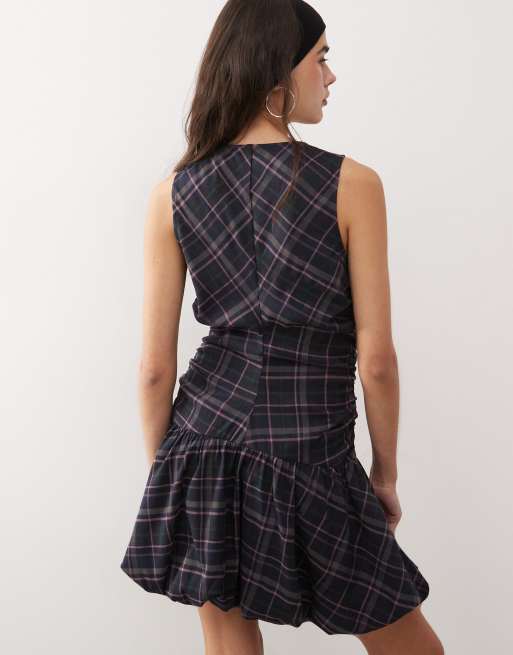 COLLUSION – Minikleid mit mehrfarbigem Karomuster mit tiefer Taille und Reißverschlussdetail, 4 von 4