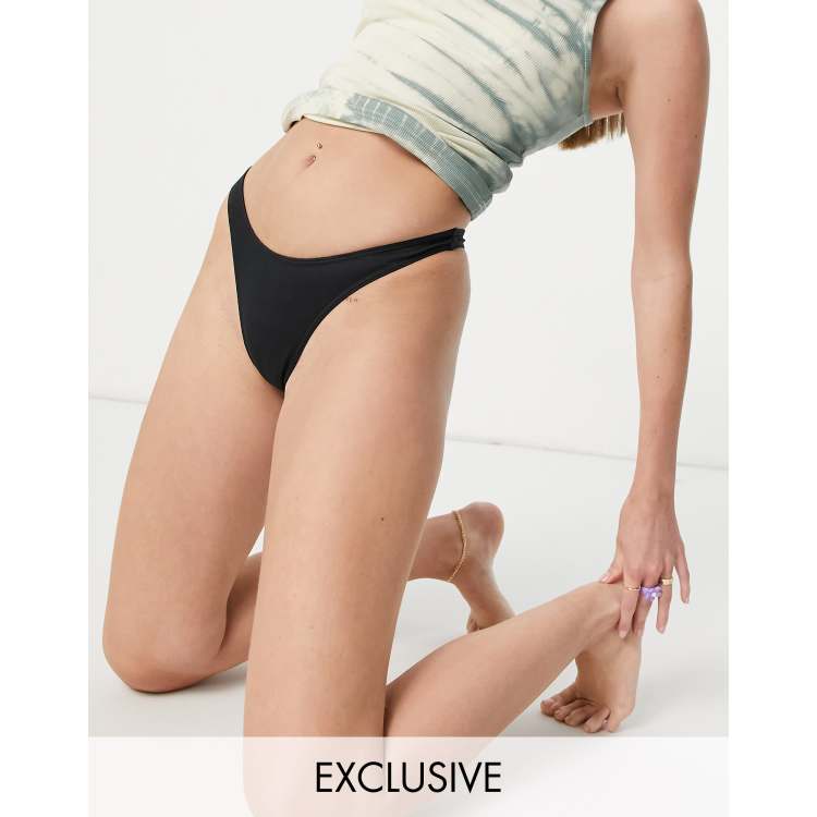 COLLUSION mix and match 80s high rise bikini briefs in black