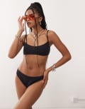 [Collusion] COLLUSION Mix and Match crinkle deep scoop bikini bralet in black 18 Black