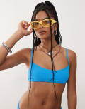 [Collusion] COLLUSION Mix and Match crinkle deep scoop bikini bralet in blue 14 Blue
