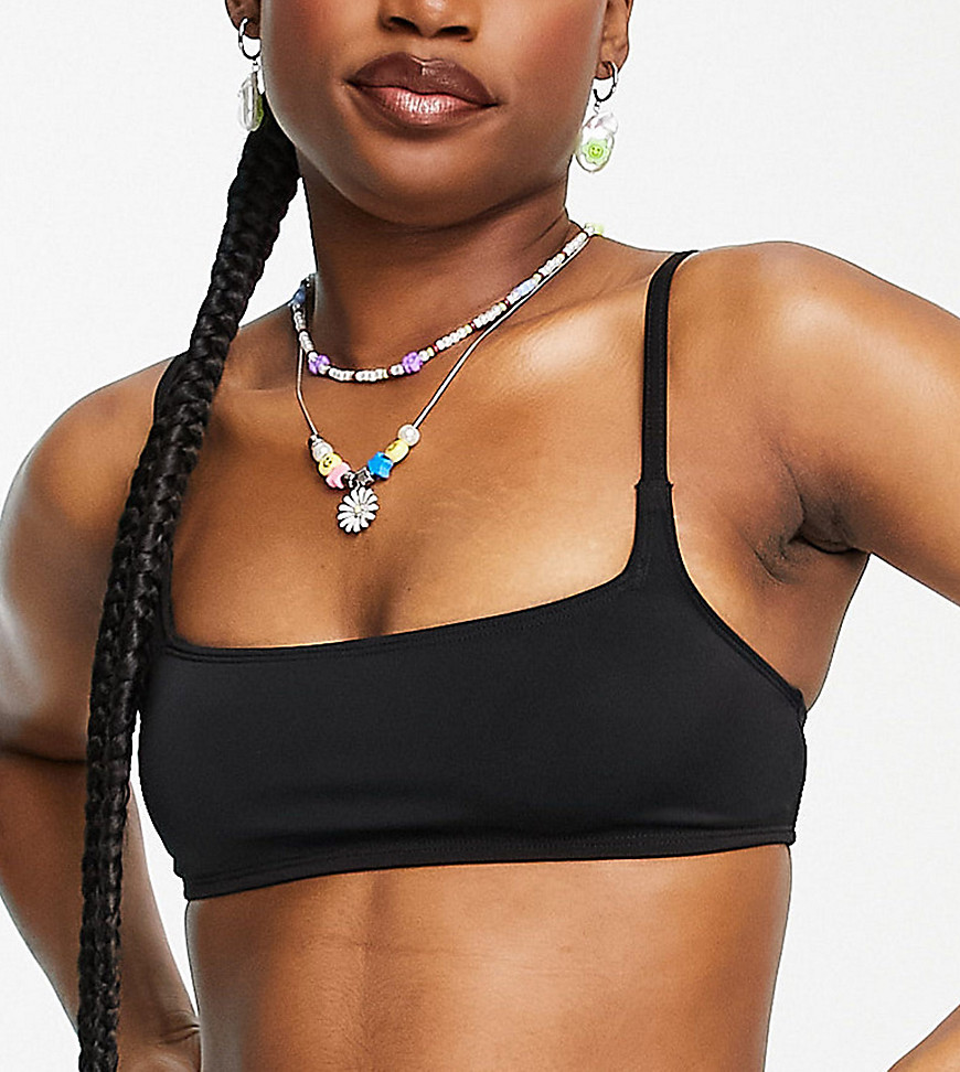 COLLUSION mix and match recycled square neck bikini top in black