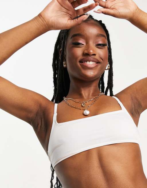 White square neck bikini top sales