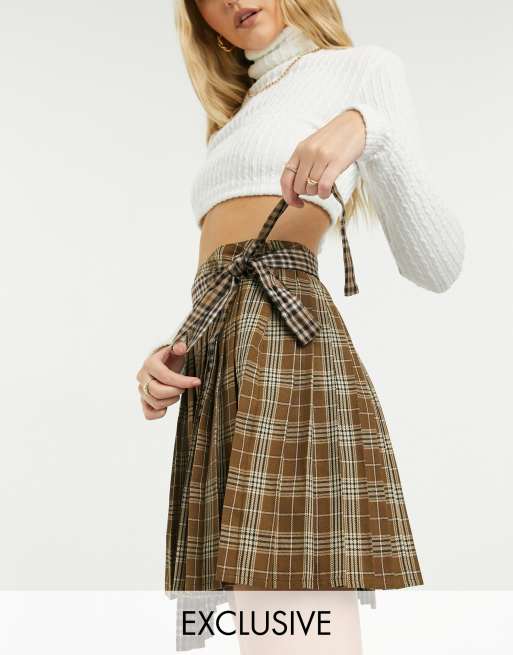 Pleated plaid hotsell skirt asos