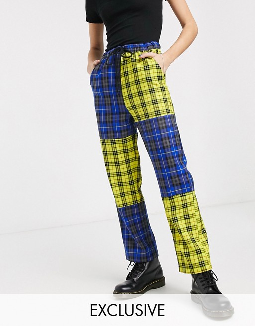 COLLUSION mixed check trousers