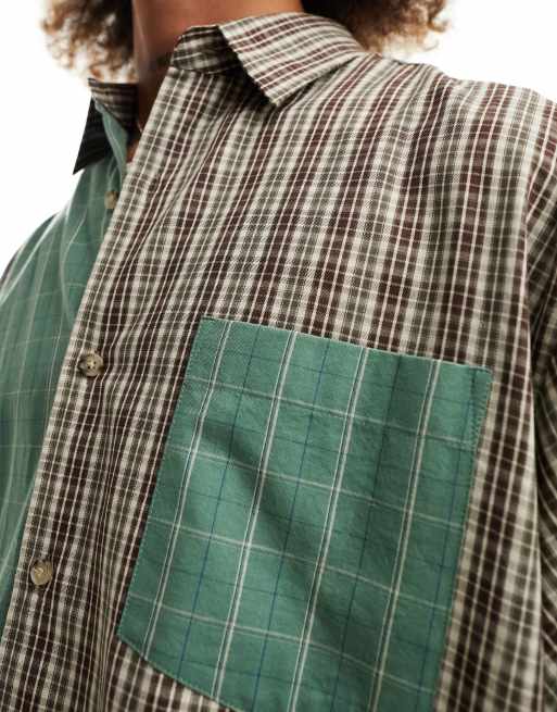 COLLUSION mixed pattern long sleeve shirt