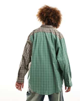 COLLUSION mixed pattern long sleeve shirt