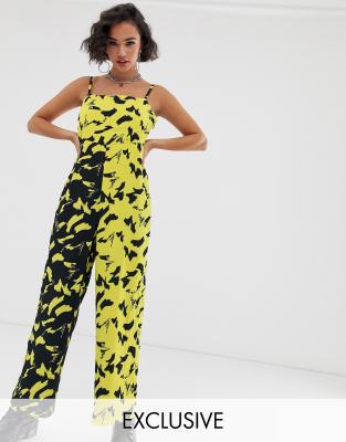 mixed print jumpsuit