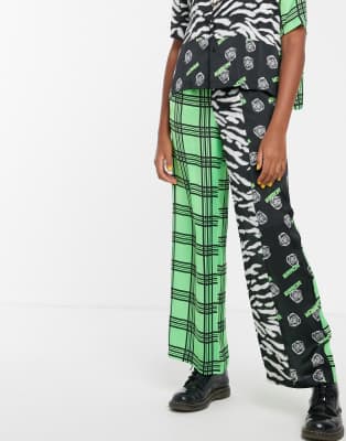 mixed print pants