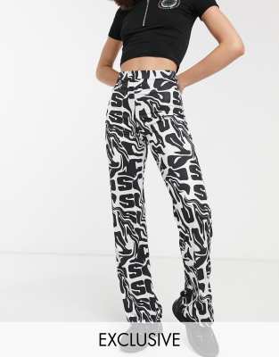 flared going out trousers