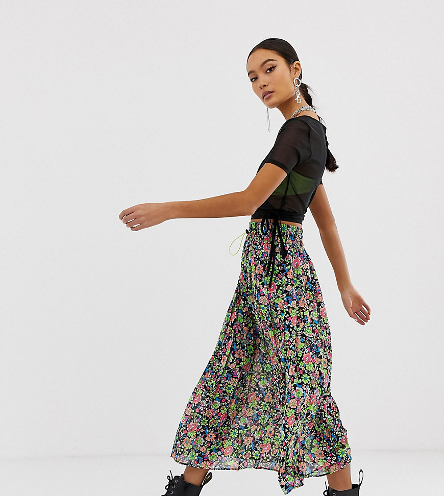 COLLUSION – Mönstrad plisserad kjol i skirt tyg-Flerfärgad