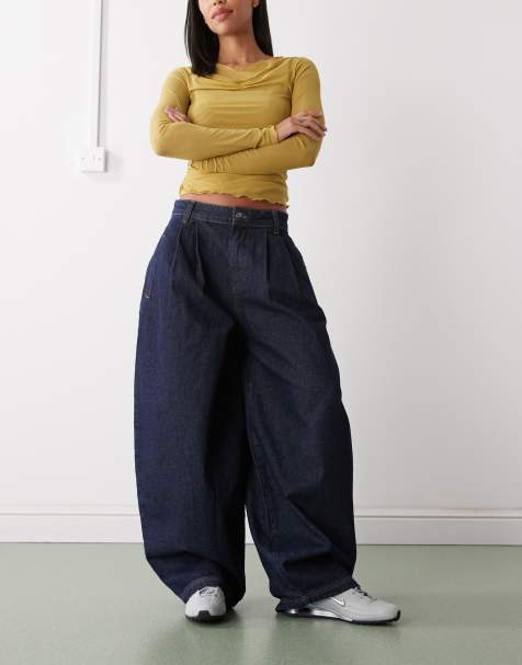 COLLUSION - Mørkeblå baggy jeans med plisseringer - view 1