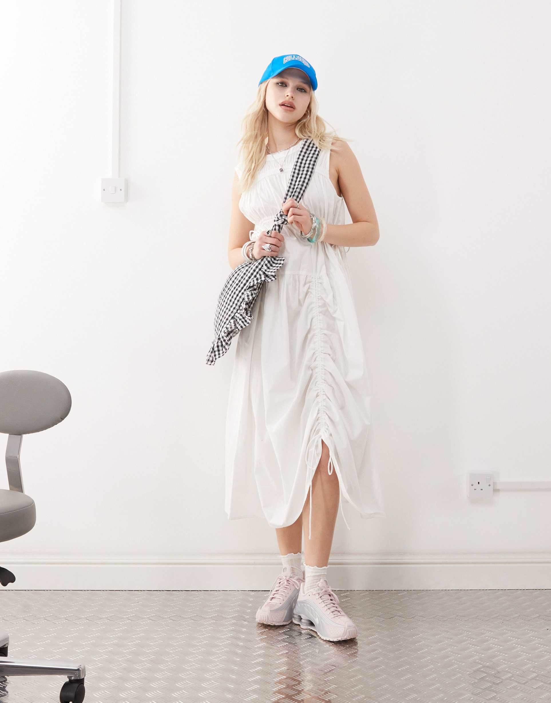 collusion multi channel maxi dress in white